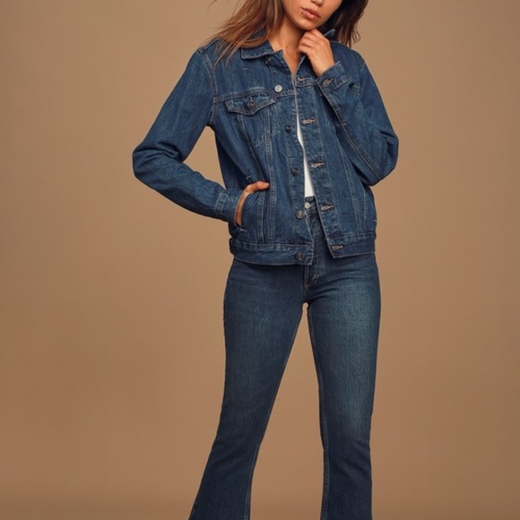 Lulus Lalah Dark Wash Oversized Denim Jacket - Picture 3 of 5